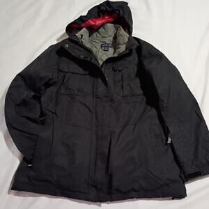 Lands' End 3-in-1 Women's s (6/8) Winter Jacket (Squall?) Hidden Hood Black